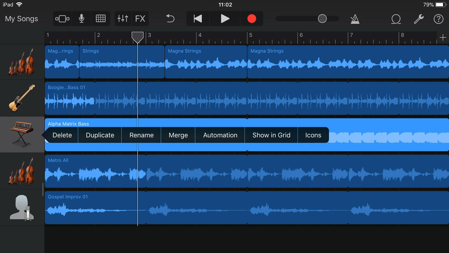 How to speed up a track in garageband for ipad pro